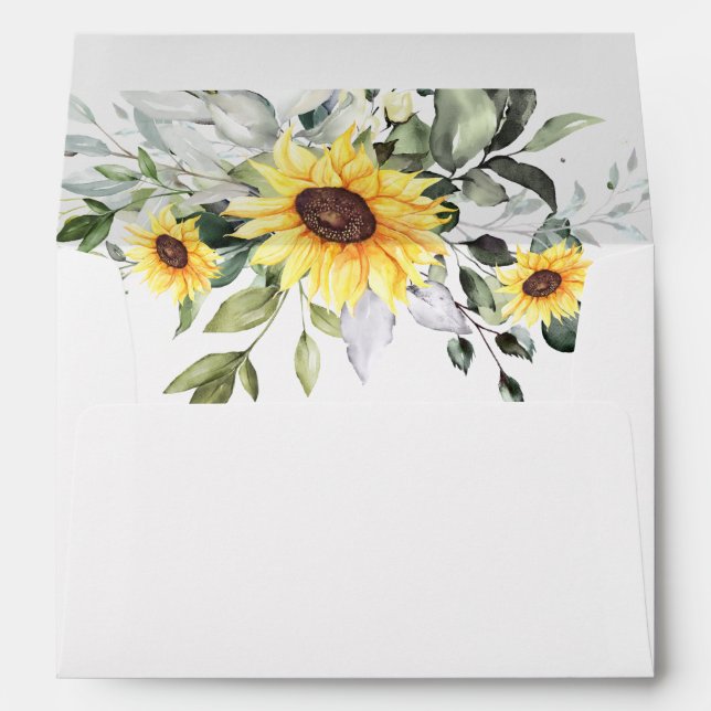 Elegant Sunflowers Eucalyptus Floral for 5x7 card Envelope (Back (Bottom))