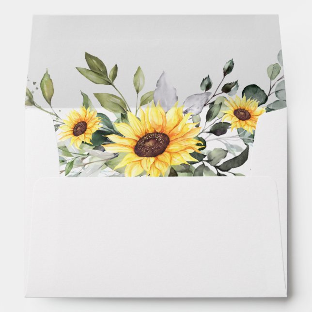 Elegant Sunflowers Eucalyptus Floral for 5x7 card Envelope (Back (Bottom))