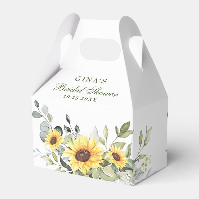 Elegant Sunflowers Eucalyptus Floral Gift Favour Box (Back Side)