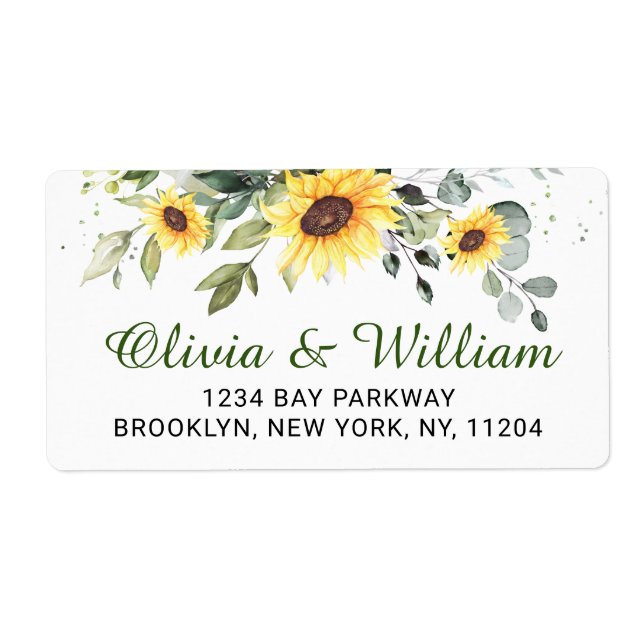 Elegant Sunflowers Eucalyptus Greenery Address (Front)
