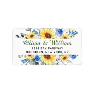 Elegant Sunflowers Eucalyptus Greenery Address  Label