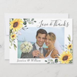 Elegant Sunflowers Eucalyptus Greenery PHOTO Thank You Card