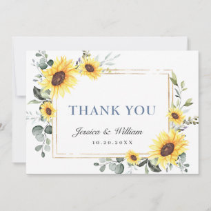 Elegant Sunflowers Eucalyptus Greenery Thank You Card