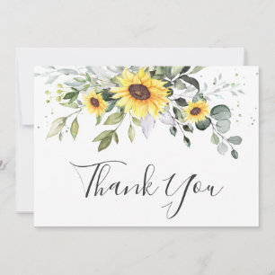 Elegant Sunflowers Eucalyptus Greenery Thank You Card