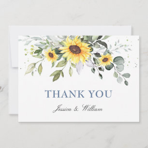 Elegant Sunflowers Eucalyptus Greenery Thank You Card