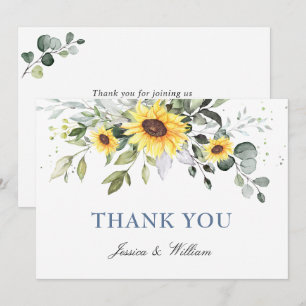 Elegant Sunflowers Eucalyptus Greenery Thank You Card