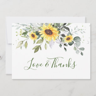 Elegant Sunflowers Eucalyptus Greenery Thank You Card