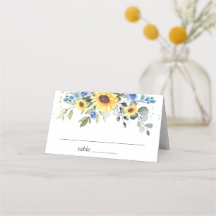 Elegant Sunflowers Eucalyptus Greenery Wedding Place Card