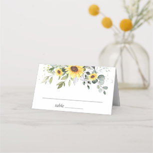 Elegant Sunflowers Eucalyptus Greenery Wedding Place Card