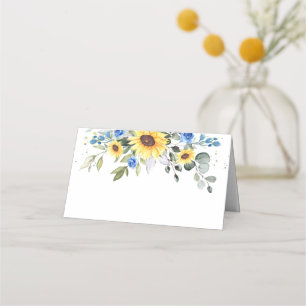 Elegant Sunflowers Eucalyptus Greenery Wedding Place Card