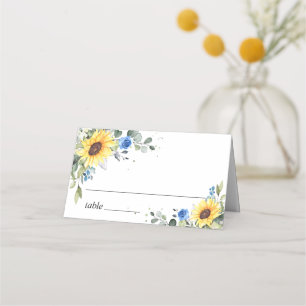 Elegant Sunflowers Eucalyptus Greenery Wedding Place Card