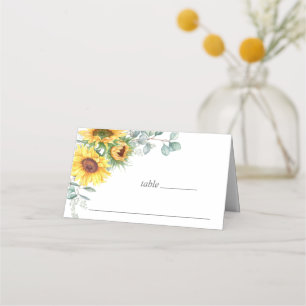 Elegant Sunflowers Eucalyptus Greenery Wedding Place Card