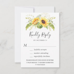 Elegant Sunflowers Eucalyptus Greenery Wedding RSVP Card