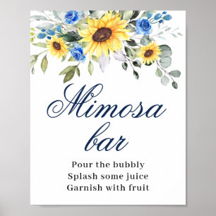 Elegant Sunflowers Eucalyptus Mimosa Bar Sign