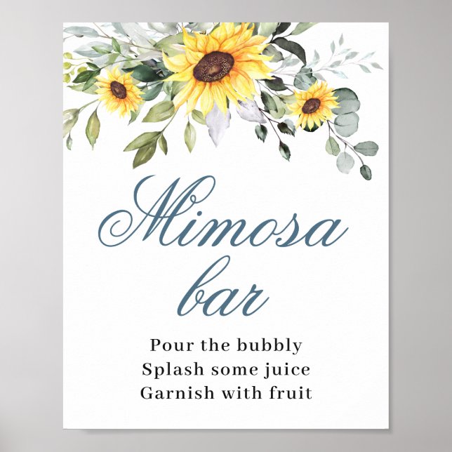 Elegant Sunflowers Eucalyptus Mimosa Bar Sign (Front)