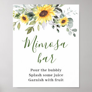 Elegant Sunflowers Eucalyptus Mimosa Bar Sign