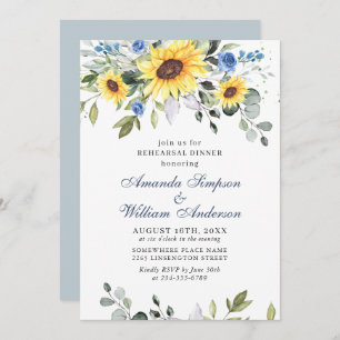 Elegant Sunflowers Eucalyptus REHEARSAL DINNER Invitation