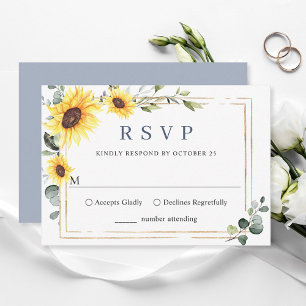 Elegant Sunflowers Eucalyptus Wedding RSVP Card