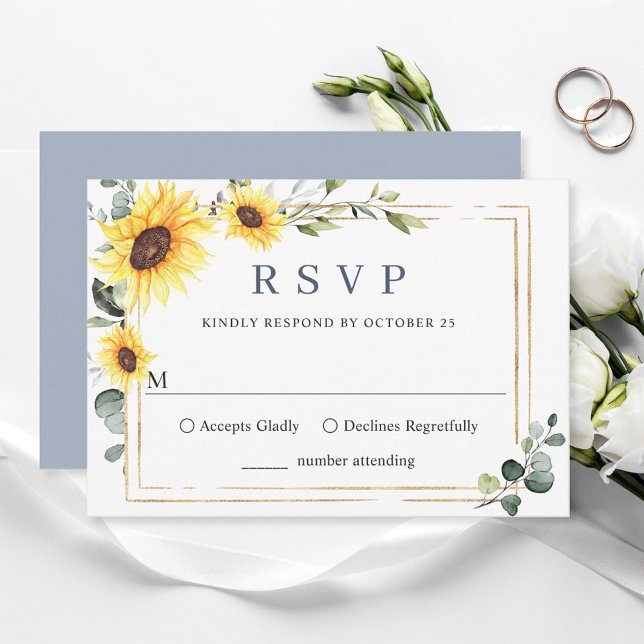 Elegant Sunflowers Eucalyptus Wedding RSVP Card (Creator Uploaded)