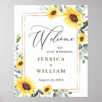 Elegant Sunflowers Eucalyptus Wedding Welcome