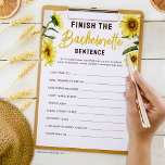 Elegant Sunflowers Finish the Sentence Game Sheet<br><div class="desc">Beautiful design that you can customise easily. You can play with it in a bridal shower,  bachelorette party,  or baby shower; add your custom words or phrases.</div>