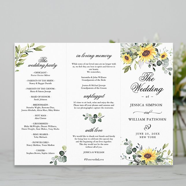 Elegant Sunflowers Floral Wedding Ceremony Program (Creator Uploaded)