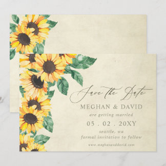 Elegant Sunflowers Garden Floral Save the Date Announcement