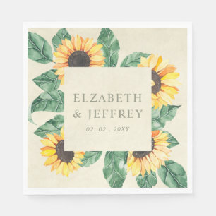 Elegant Sunflowers Garden Floral Wedding Napkin