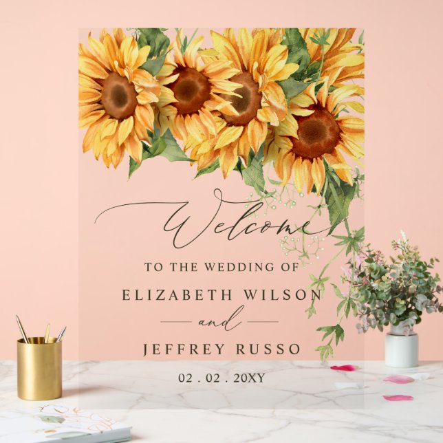 Elegant Sunflowers Garden Wedding Welcome Sign (Wedding)