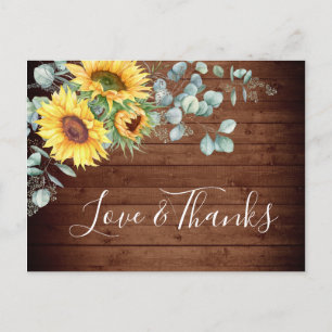 Elegant Sunflowers Greenery Floral Thank You Postcard