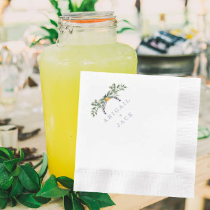 Elegant Sunflowers & Lavender Wedding Coined Napkin