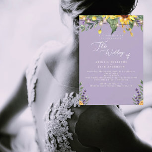 Elegant Sunflowers & Lavender Wedding II Invitation
