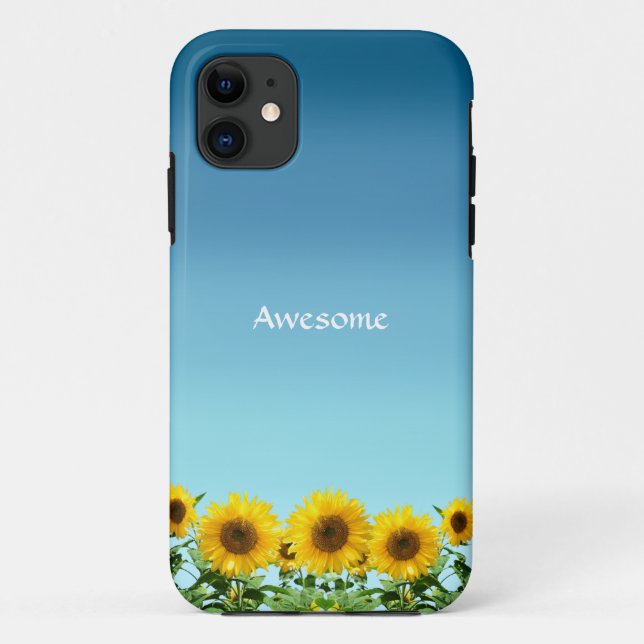 Elegant Sunflowers on Sky Blue Case-Mate iPhone Case (Back)