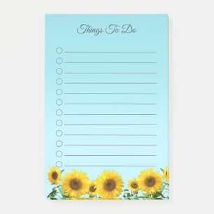 Elegant Sunflowers on Sky Blue Things To Do Post-i Post-it Notes