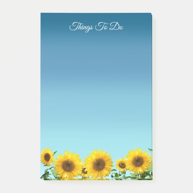 Elegant Sunflowers on Sky Blue Things To Do Post-it Notes (Front)