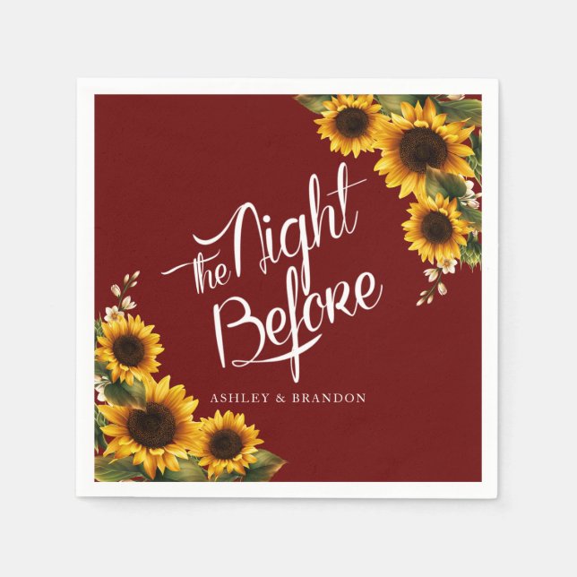 Elegant Sunflowers The Night Before Napkin (Front)