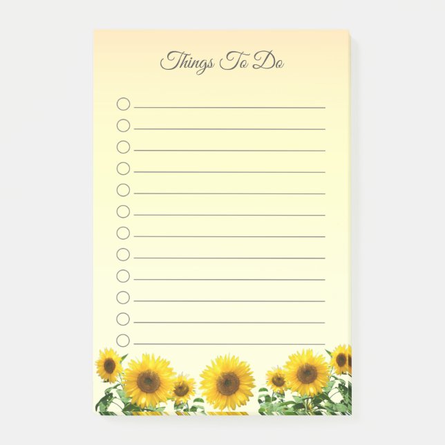Elegant Sunflowers  Things To Do Post-it Notes (Front)