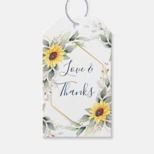 Elegant Sunflowers Watercolor Greenery  Thank You Gift Tags