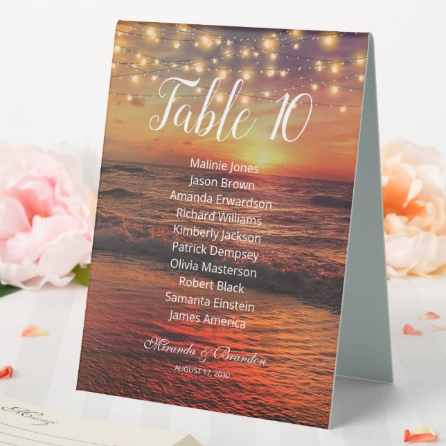 Elegant Sunset Beach String Lights Seating Chart (In SItu (Wedding))