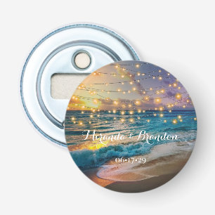 Elegant Sunset Beach String Lights Summer Wedding Bottle Opener
