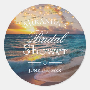 Elegant Sunset Beach Summer Bridal Shower Classic Round Sticker