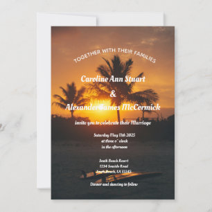 Elegant Sunset Beach Summer Nautical Wedding Invi Invitation