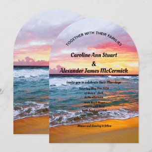 Elegant Sunset Beach Summer Nautical Wedding Invitation