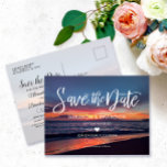 Elegant Sunset Beach Summer Wedding Announcement Postcard<br><div class="desc">A dream wedding on the beach is wonderful. The location is illuminated by thousands of star lights. The sound of the sea and the golden sunset intoxicate the senses and are the special ingredients of a beach wedding. Your special day begins with our save the date card. Order now and...</div>