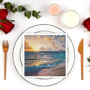 Elegant Sunset Beach Summer Wedding Napkin
