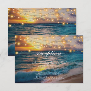 Elegant Sunset Beach Summer Wedding Reception Card