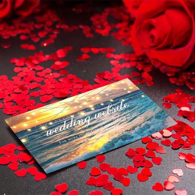 Elegant Sunset Beach Summer Wedding Website Card (Creator Uploaded)