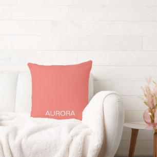 Elegant Sunset Coral Personalised Name -  Cushion