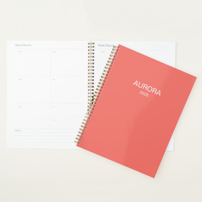 Elegant Sunset Coral Personalised Name -  Planner (Display)