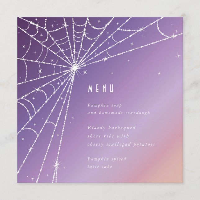 Elegant Sunset Diamond Spider Web Square/Round Menu (Front)